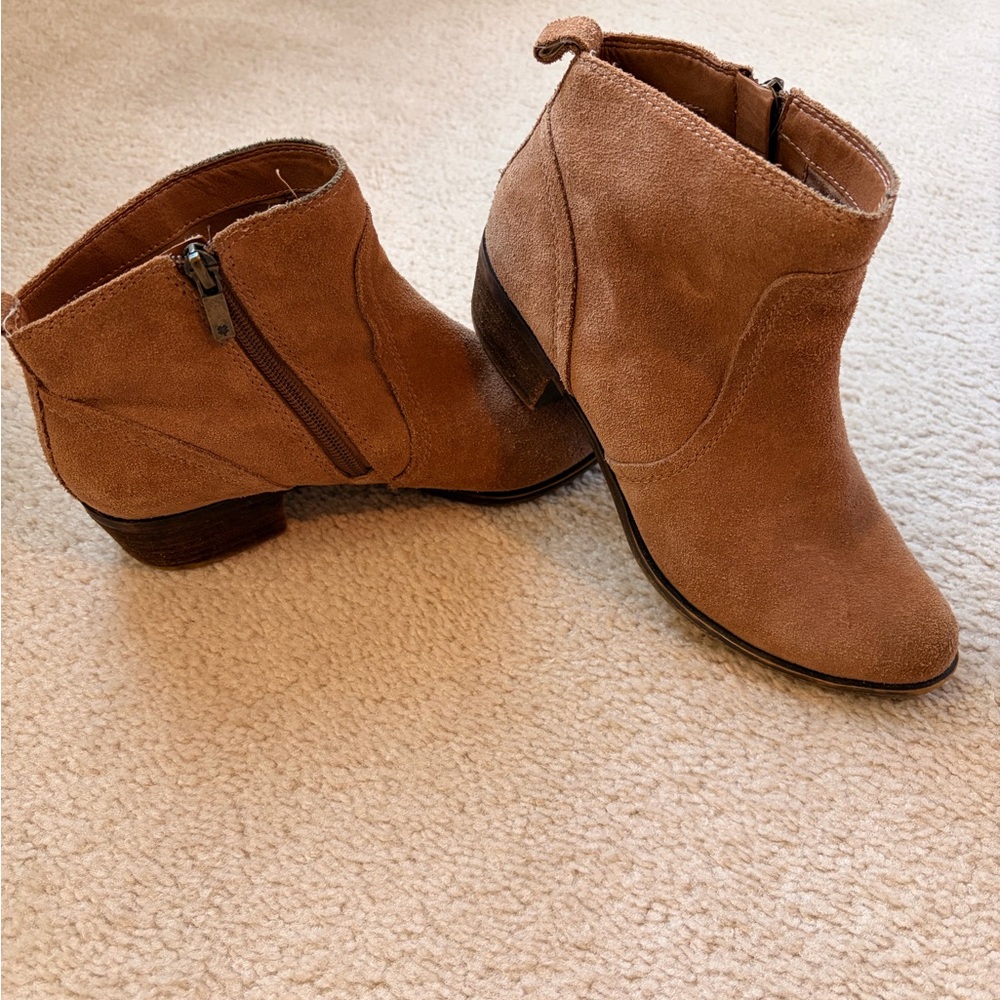 Lucky Women's Suede Ankle Booties in Tan